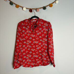 Vtg. 1970's Levi Strauss & Co red floral button down blouse